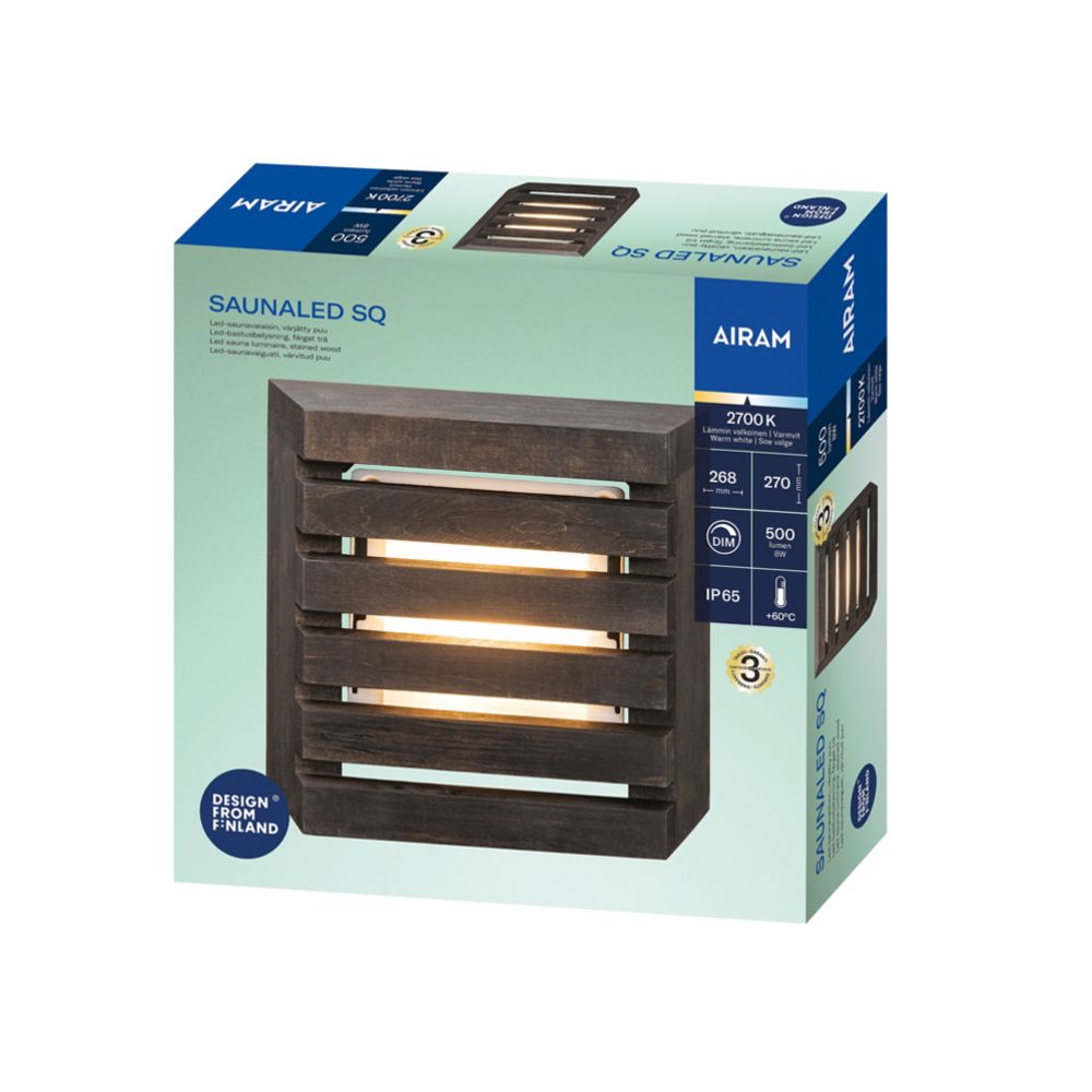 Airam Saunaled SQ 260 LED-saunavalgusti 8W 500 lm must