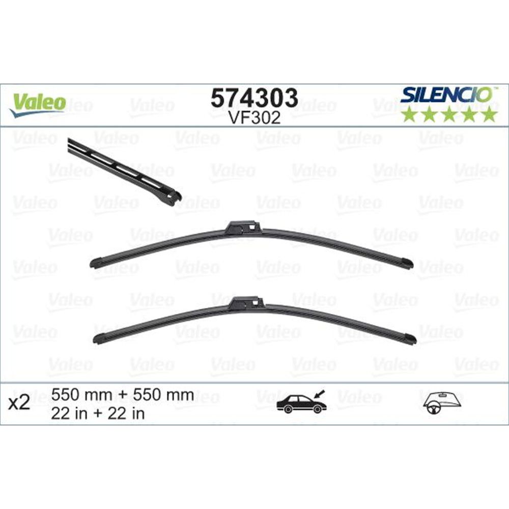 Valeo Silencio FB VF302 pyyhkijänsulkapari 55 + 55 cm