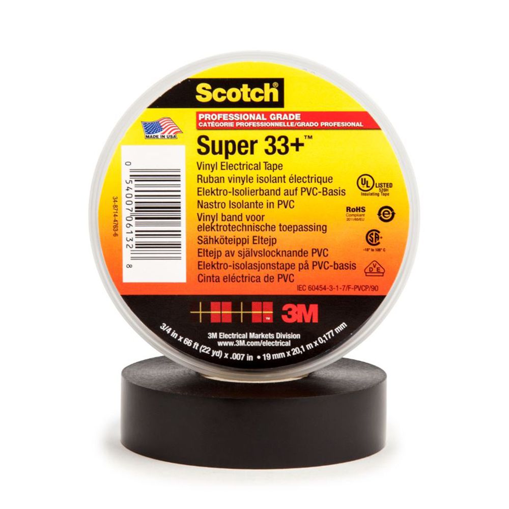 Scotch Super 33+ elektriteip, must, 19 mm x 20 m
