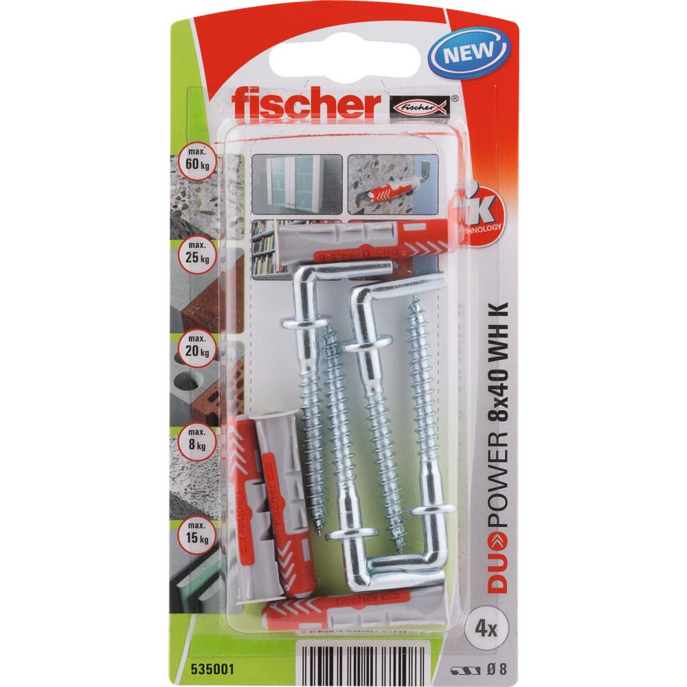 Fischer Duopower universalplugg med vinkelkrok 8 x 40 mm 2 st.