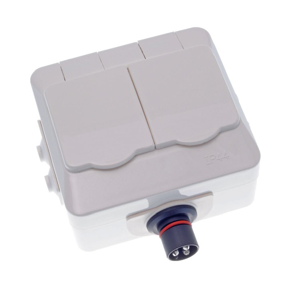 Defa Marine pinta-asennettava Schuko-kaksoispistorasia PlugIn-liitännällä 230V 10A