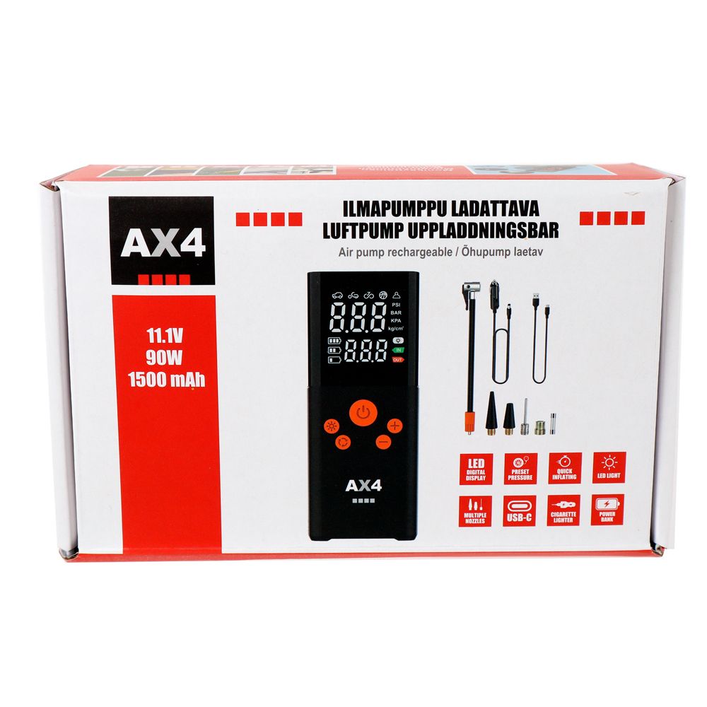 AX4 luftpump uppladdningsbar 150 psi 90 W