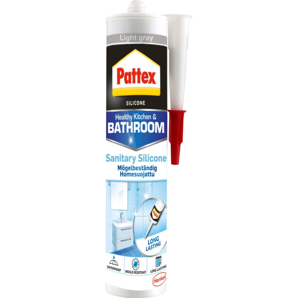 Pattex vaaleanharmaa saniteettisilikoni 280 ml