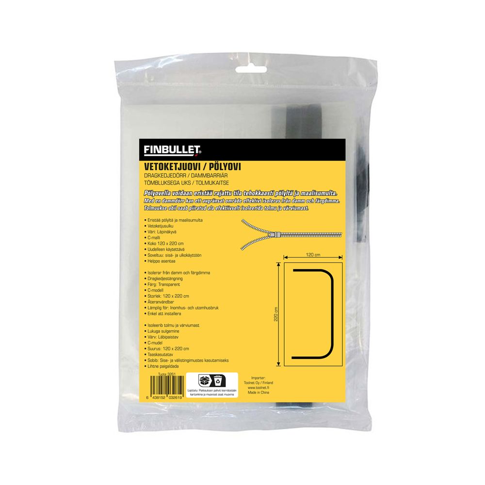 Finbullet dammskyddsdörr C-modell 120 x 220 cm
