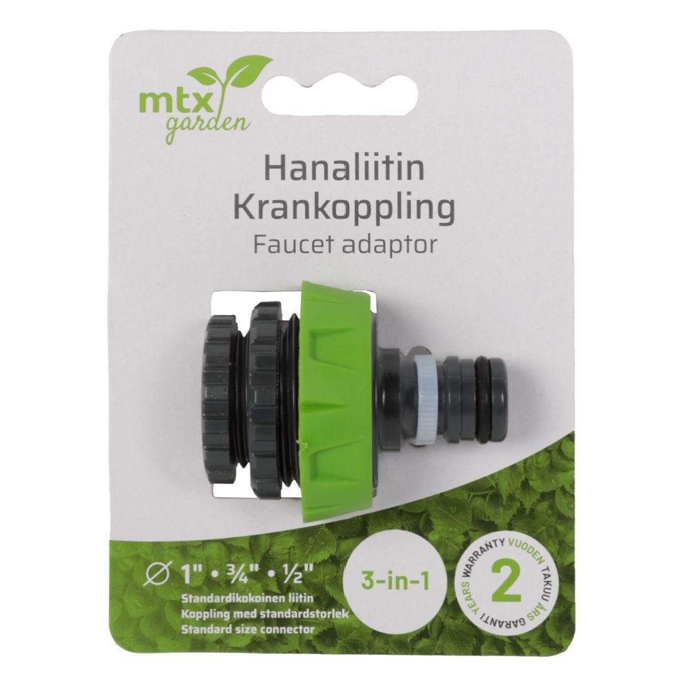 MTX Garden hanaliitin 1"-, 3/4"- ja 1/2"-sovittimilla
