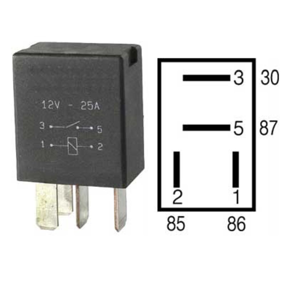 Mikrorelee 12 V/25 A 4 klemmiga