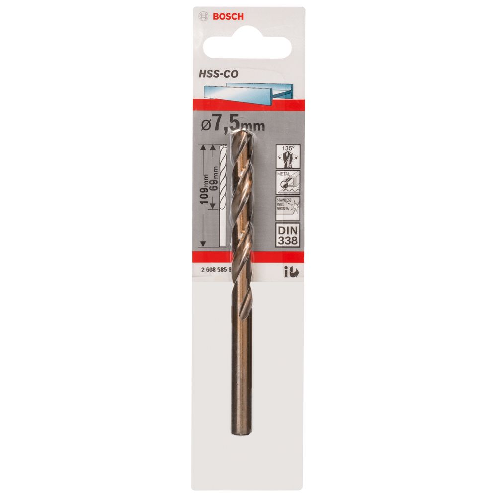 Bosch kobolt spiralborr 7.5 x 69 x 109 mm HSS-Co DIN 338