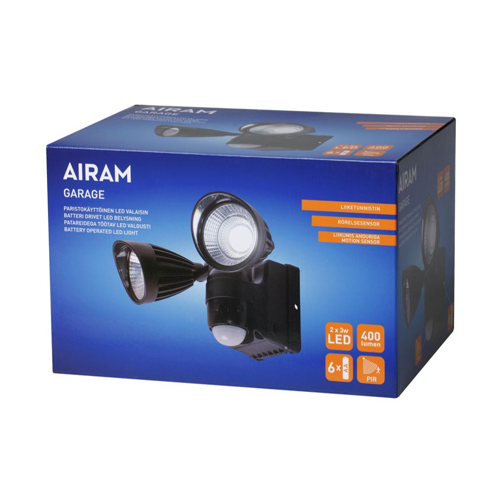 Airam Garage LED seinävalaisin liiketunnistimella 2 x 3 W 400 lm