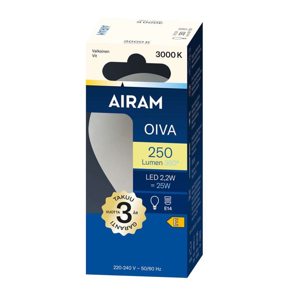 Airam Oiva LED-pienkupulamppu P45 E14 2,2 W 250lm 3000K