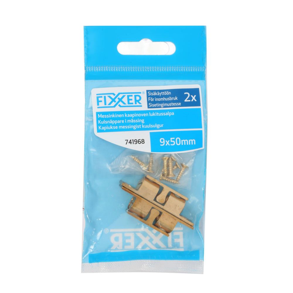 Fixxer® lås i mässing för skåpdörr 9 x 50 mm 2 st.