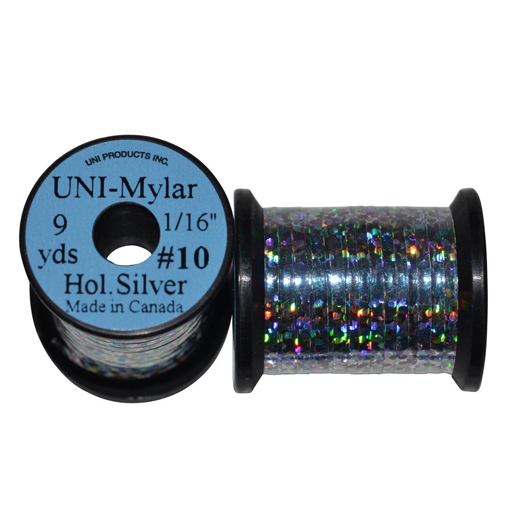 Uni Mylar flat tinsel holografisk silver 1/16