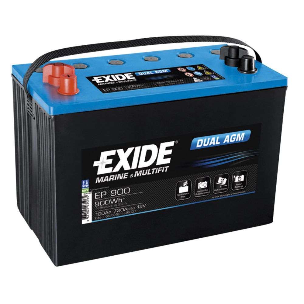 Exide Dual AGM EP900 100 Ah / 800 A akku P330 x L175 x K240 +-