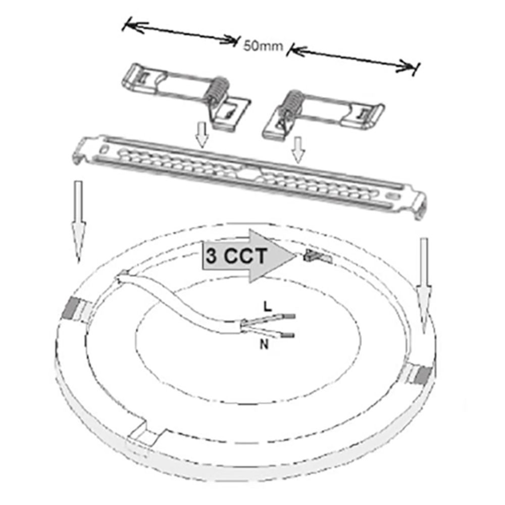 Led Energie CLIP-ON paneelivalaisin 18 W Ø 220mm 3CCT DIM 1500 lm musta
