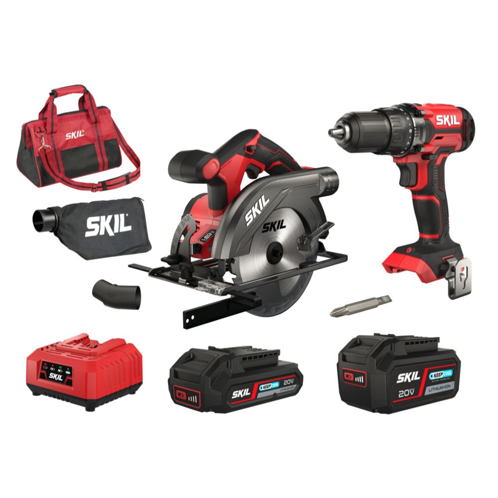 Skil 3307 EA akkuporakone + akkupyörösaha 2,0 + 4,0 Ah 20 V