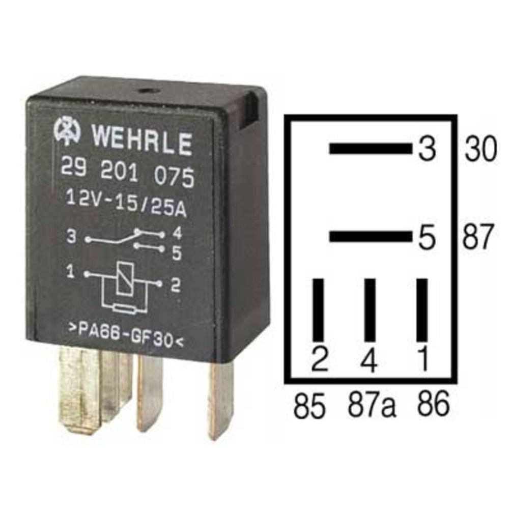 Mikrorele 12V/20A 5n-vaihto+vastus