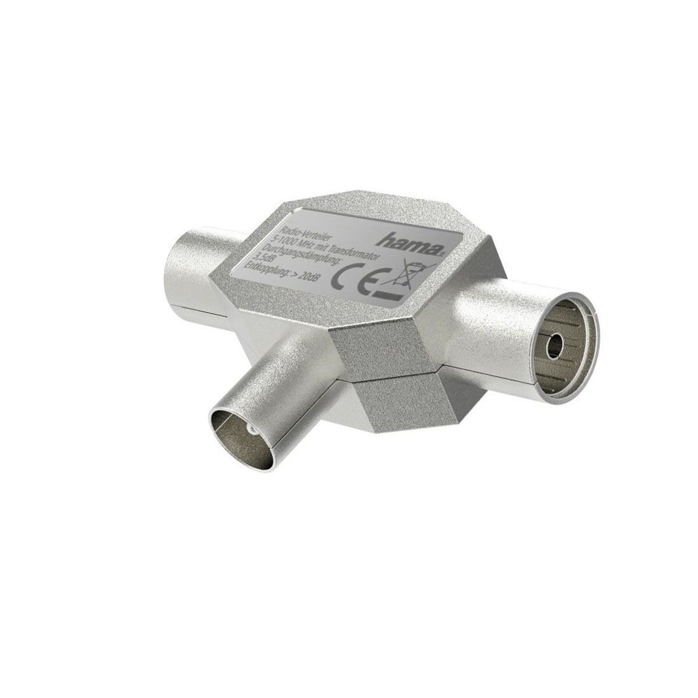 Hama antenndelare, Coax hane ingång - 2 x Coax hona utgång, 4–1000 MHz