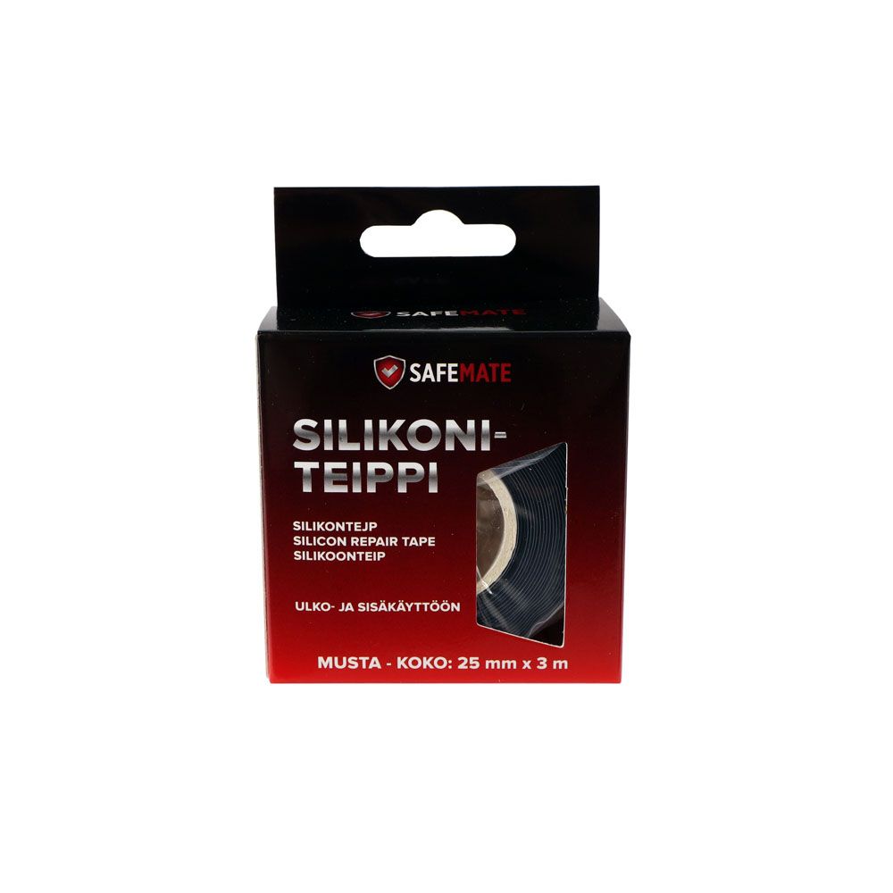 SafeMate vulkanoituva silikoniteippi musta 25mm x 3m