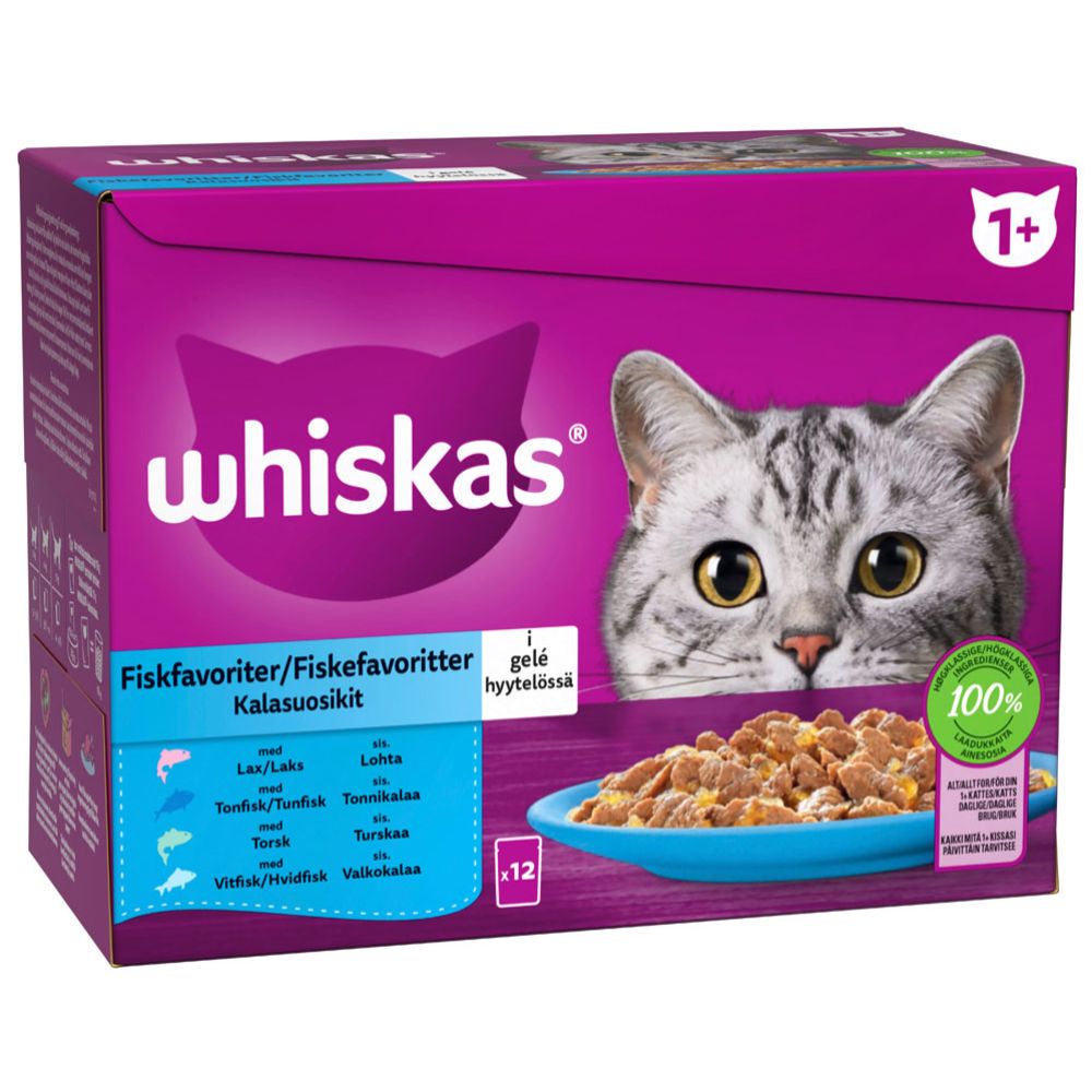 Whiskas 1+ Kalalajitelma hyytelössä 12 x 85 g