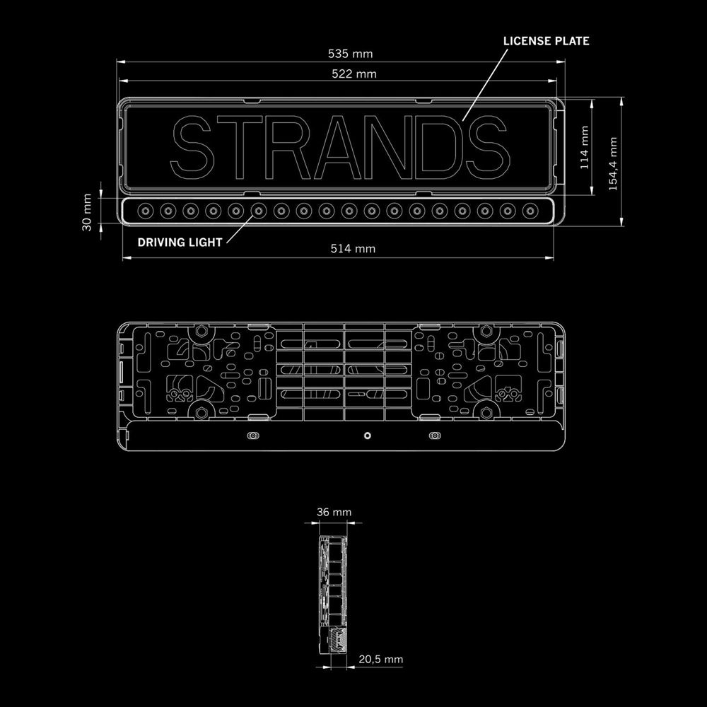 Strands Nuuk E-line LED-bar 20" 100W Ref. 40 integrerad registreringsskylthållare