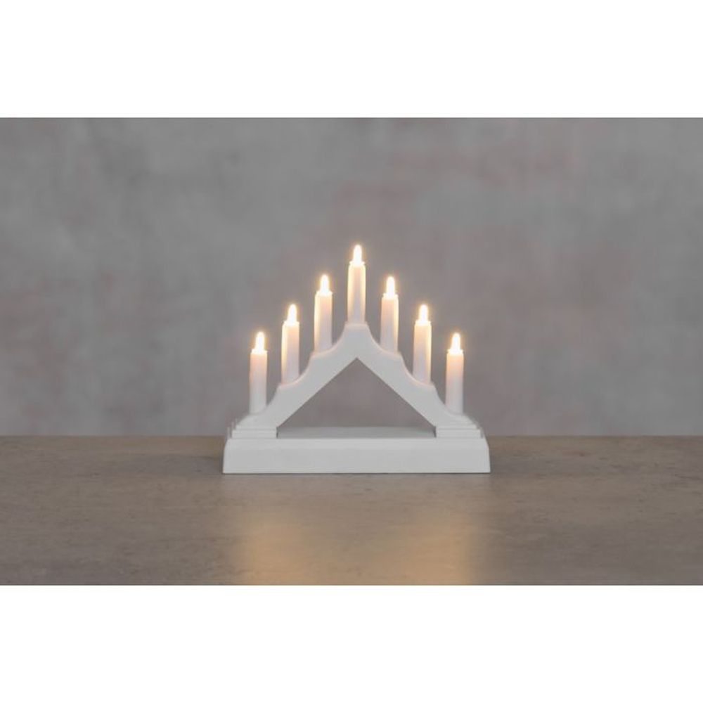 Finnlumor 7-haarainen LED-kynttelikkö mini 13 cm valkoinen