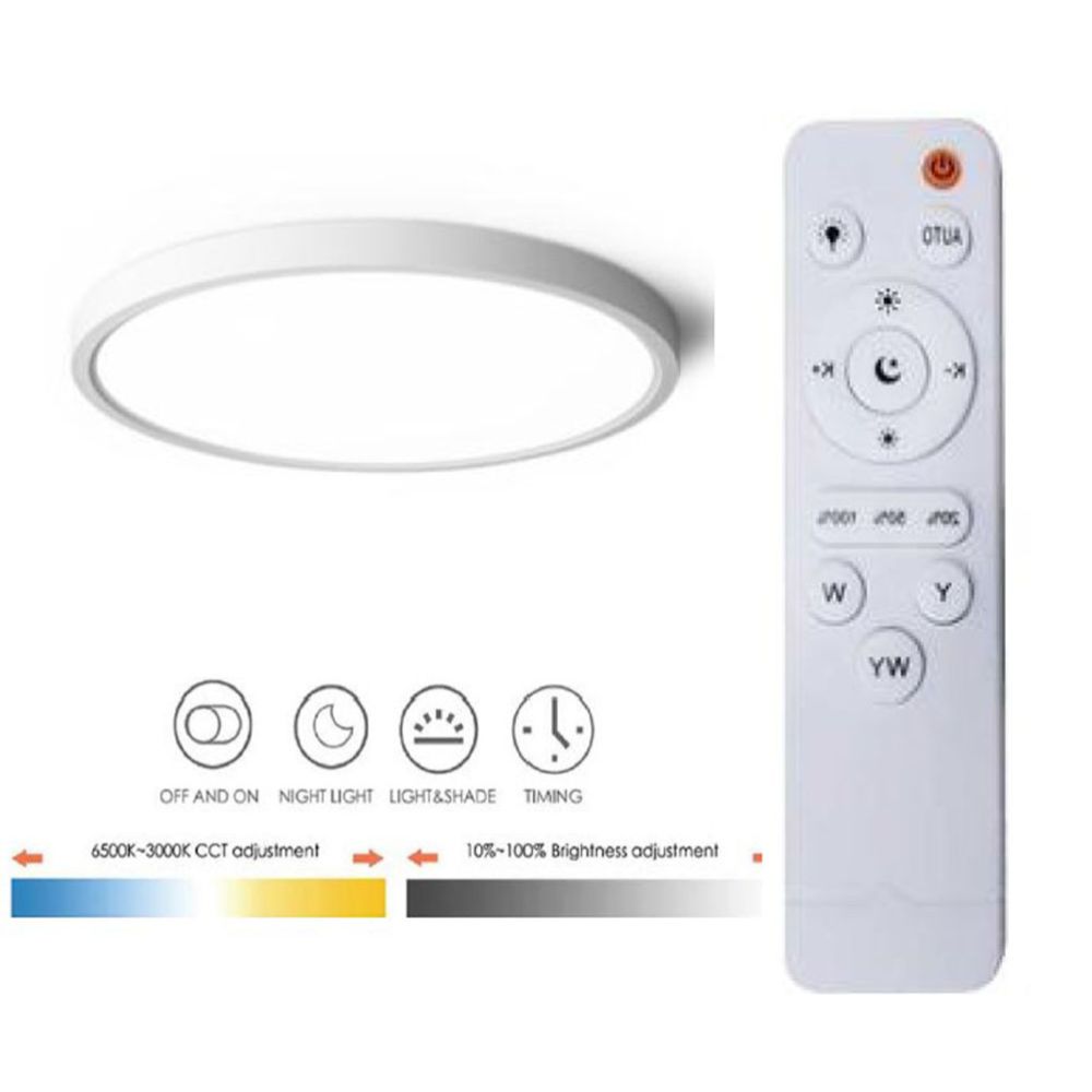 Led Energie kaugjuhitav paneelvalgusti, pinnapealne, IP40, 20 W, 2000 lm, CCT ø 300 mm