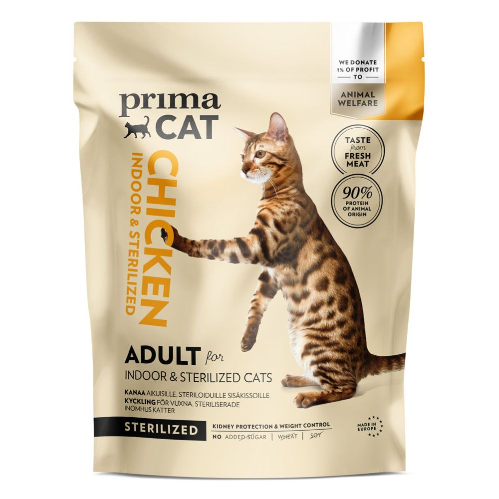 PrimaCat kyckling för steriliserade vuxna katter 1,4 kg