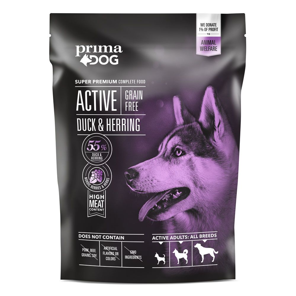 PrimaDog Dog Active Grain Free anka & strömming 1,5 kg