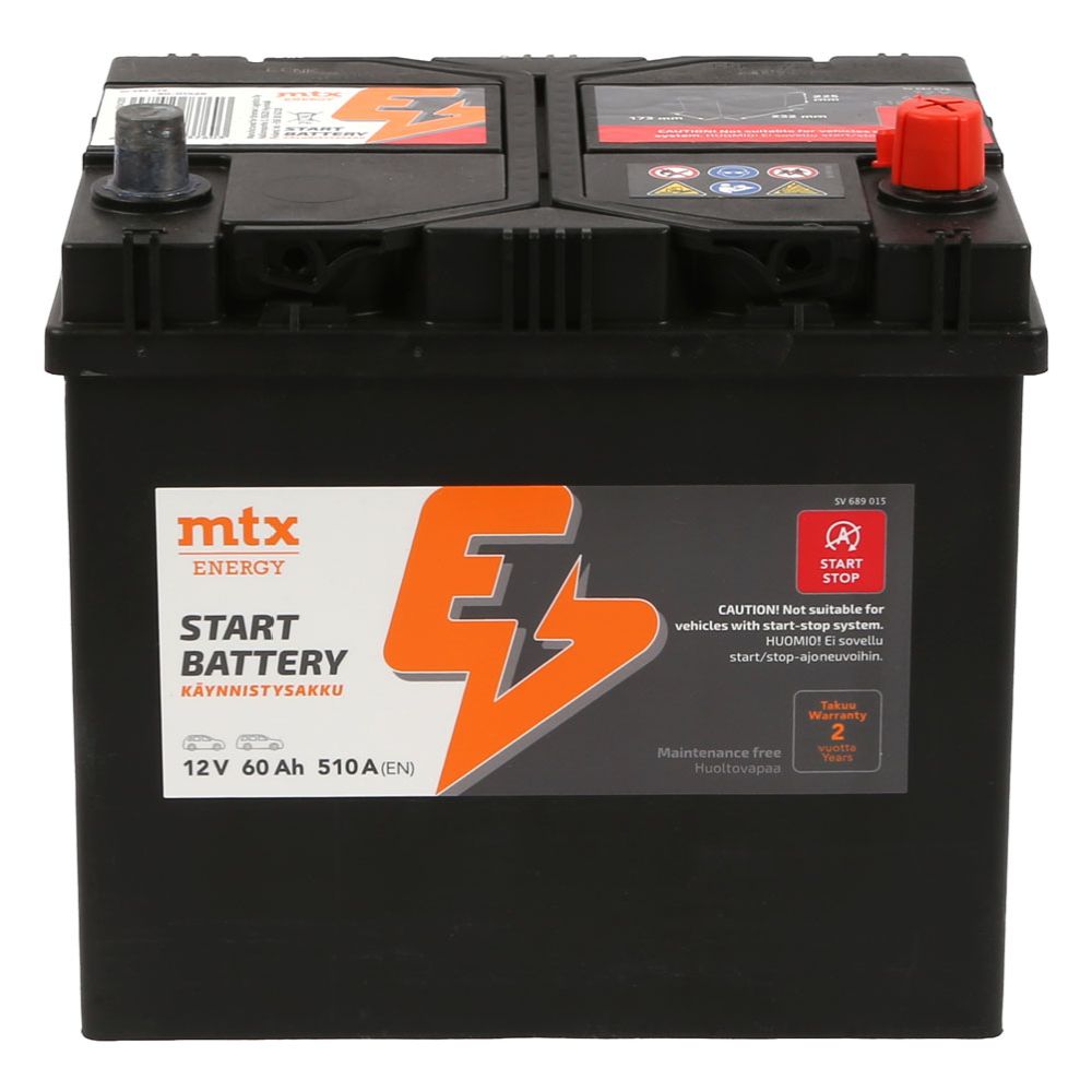MTX Energy käivitusaku, 60 Ah / 510 A, P 232 x L 173 x K 225, -+