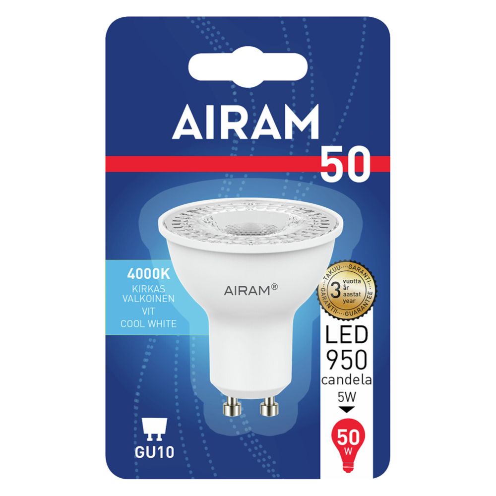 Airam LED kohdelamppu GU10 4,2 W 4000 K 345 lm