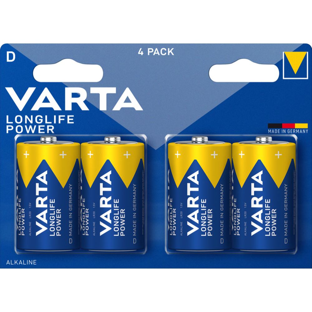 VARTA Longlife Power D batteri, 4 st.