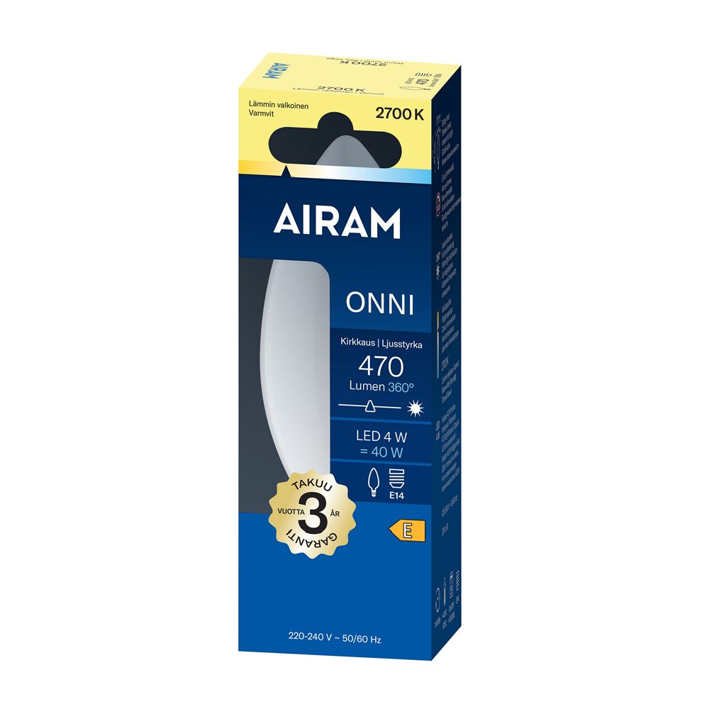Airam Onni LED-kronljuslampa C35 E14 4 W 470lm 2700K