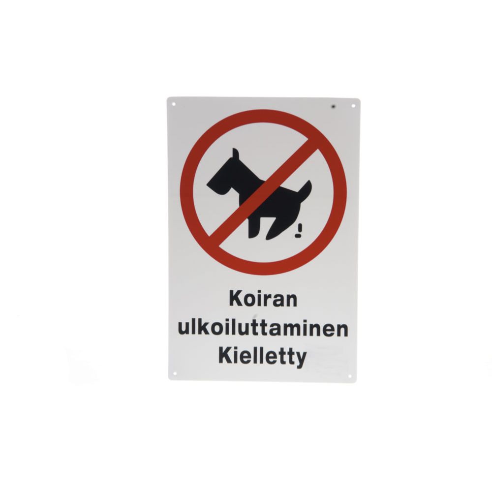 Opastekyltti "Koiran ulkoiluttaminen kielletty"