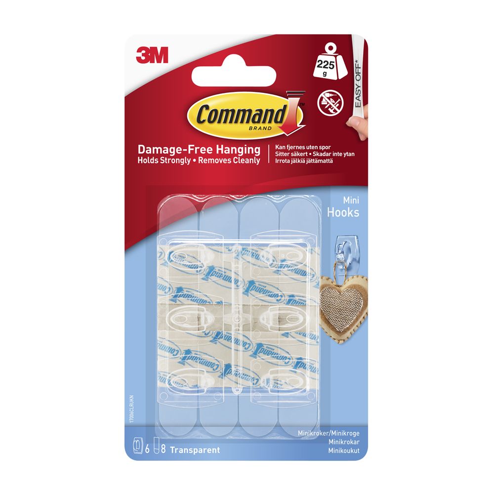3M Command Små klara krokar med fäststrips 17006CLR