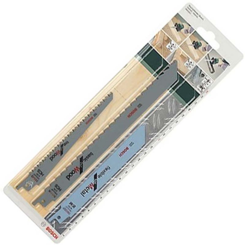 Bosch puukkosahanteräsarja 2 kpl puulle + 1 kpl metallille