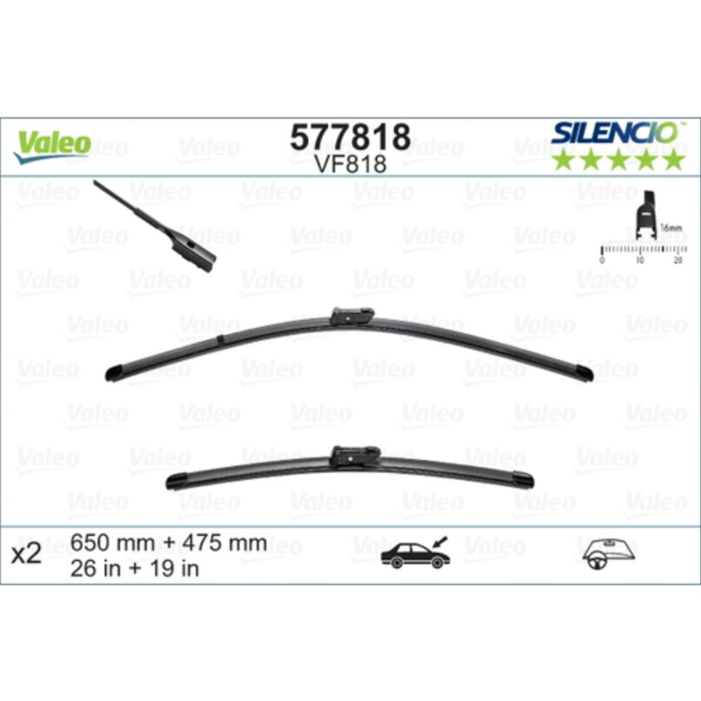 Valeo Silencio X-trm VF818 torkarblad 2 st. 65 + 47,5 cm