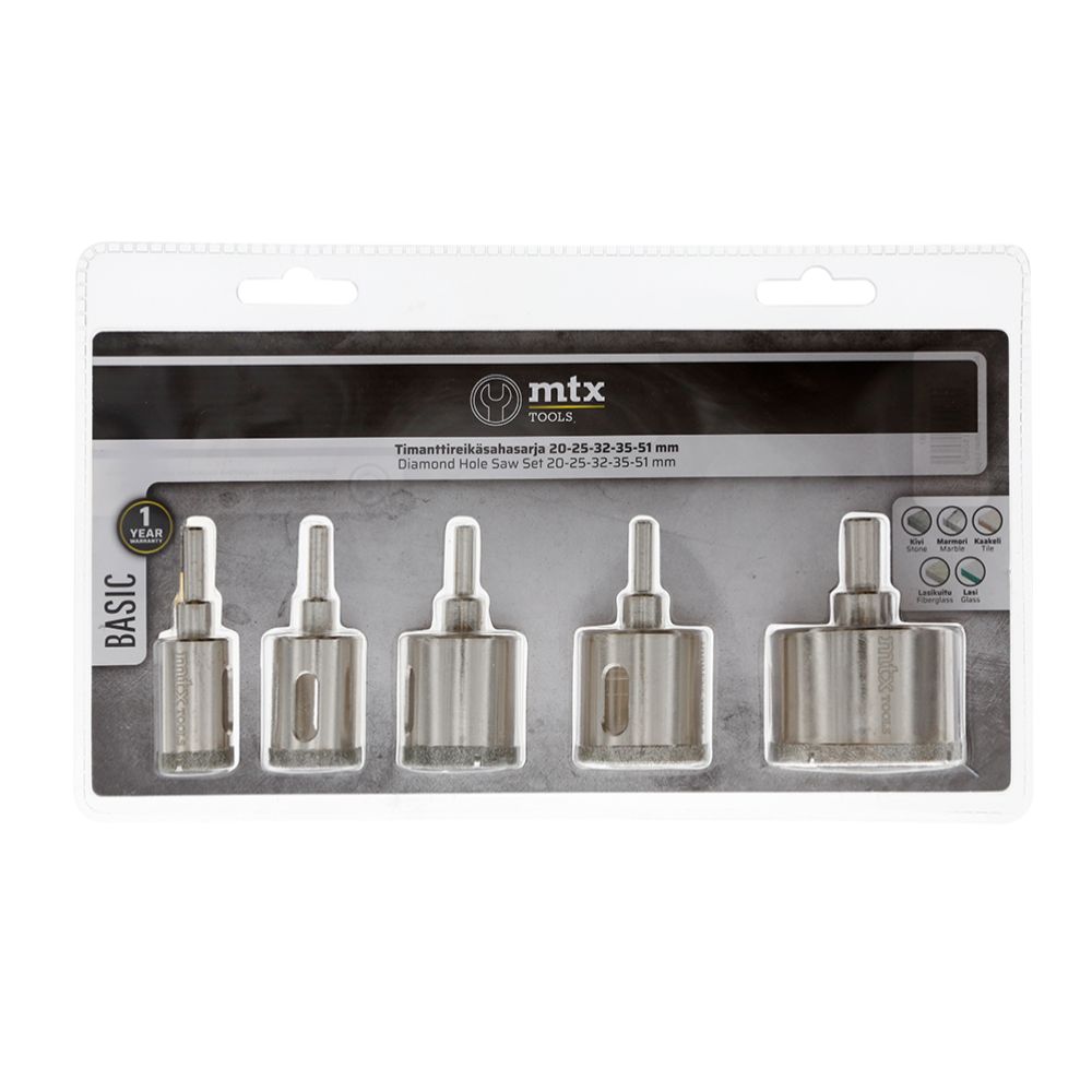 MTX Tools Basic timanttireikäsahasarja 20-51 mm 5 osaa
