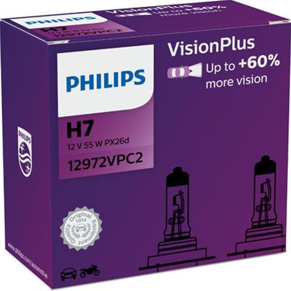 Philips VisionPlus H7 lampa +60 % 12 V 55 W 2-pack