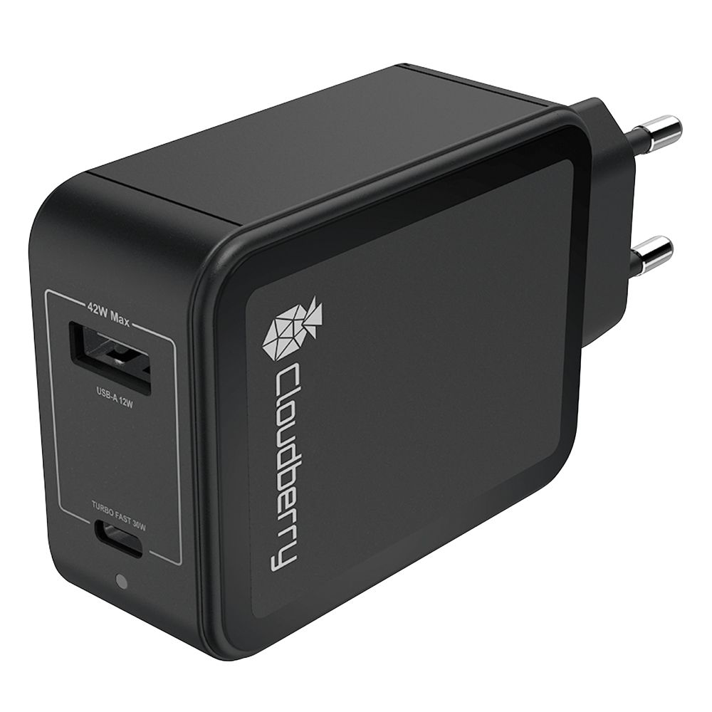 Cloudberry verkkovirtalaturi PD/QC 1 x USB-C 30 W + 1 x USB-A 12 W