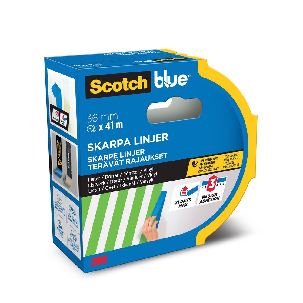 ScotchBlue 2093 Sharp Lines maskeringstejp 36 mm x 41 m