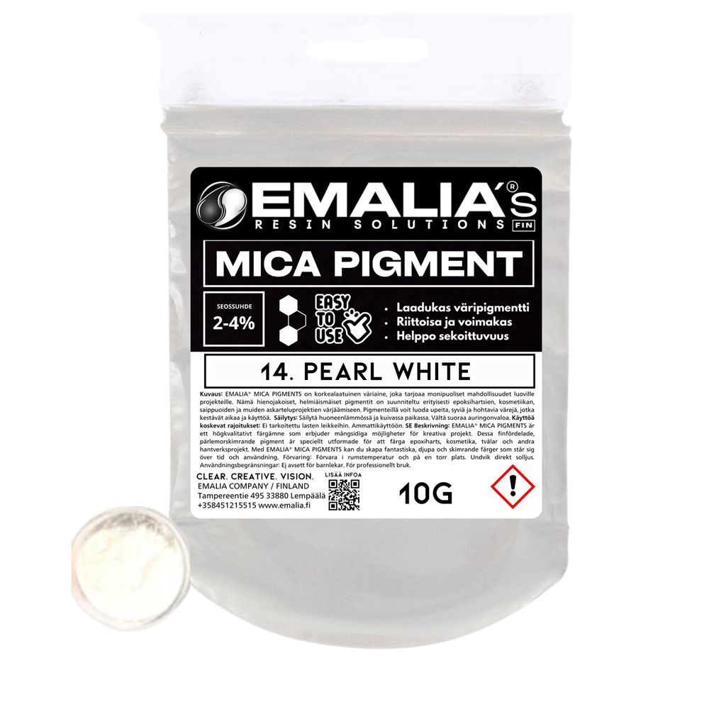 Emalia Mica Väripigmentti 10g valkoinen helmiäispigmentti