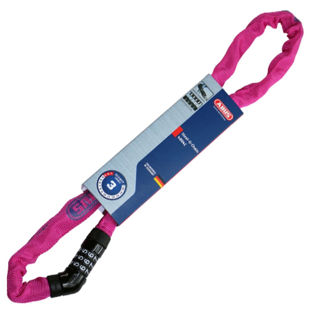 Abus Steel O Chain jalgratta koodiga kettlukk, roosa
