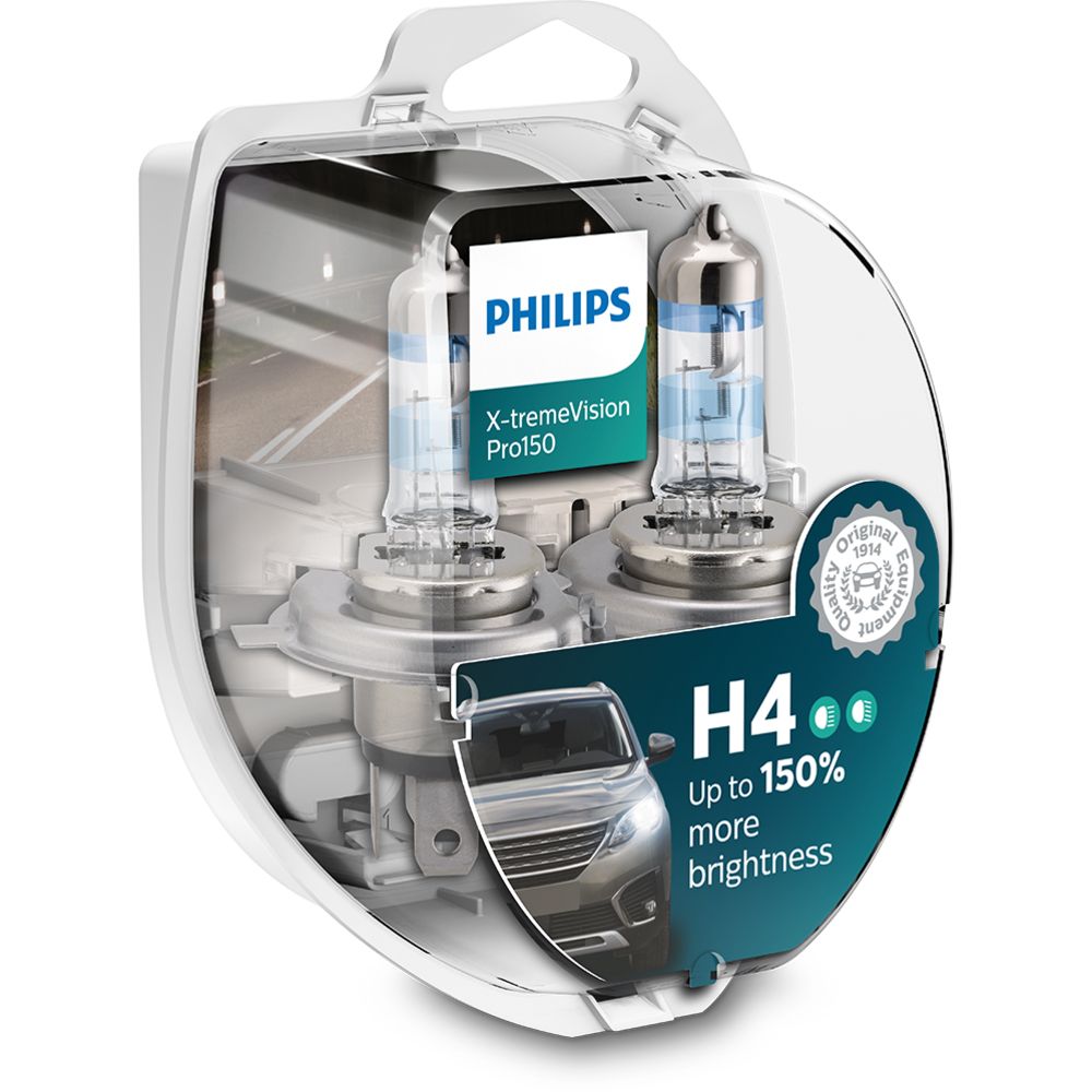 Philips XTremeVision Pro150 H4 autopirnid, +150%, 2 tk