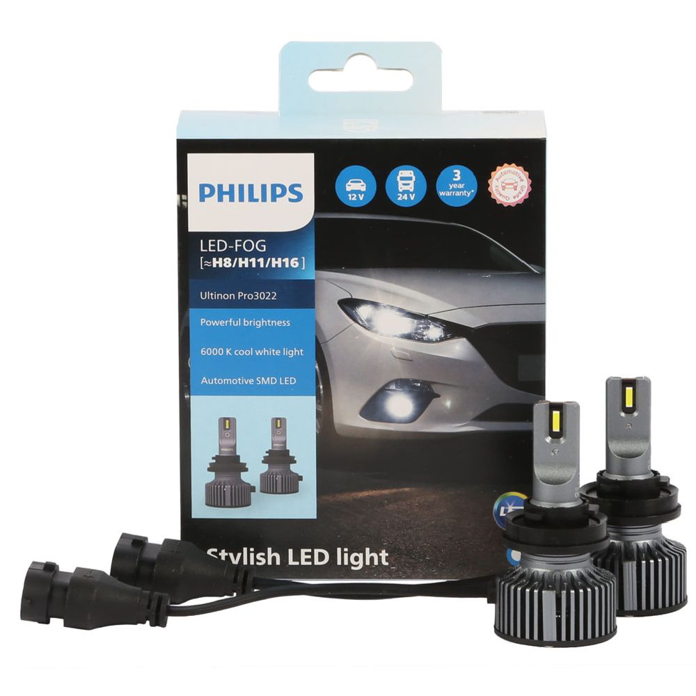 Philips Ultinon Pro 3022 LED H8/H11/H16 sumuvalopolttimopari