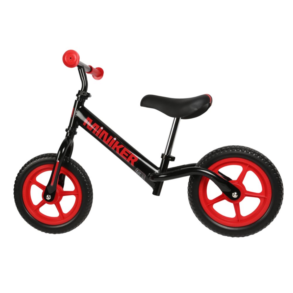 Miniker tasakaalu- ja jooksuratas, 12", must/punane