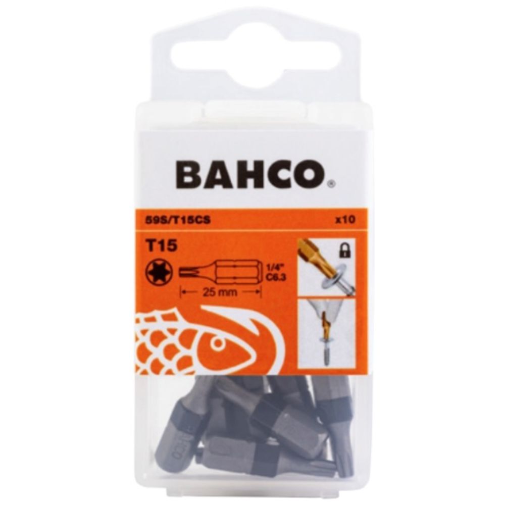 Bahco 59S/T15CS Sticky Torx ruuvauskärki T15C 10 kpl
