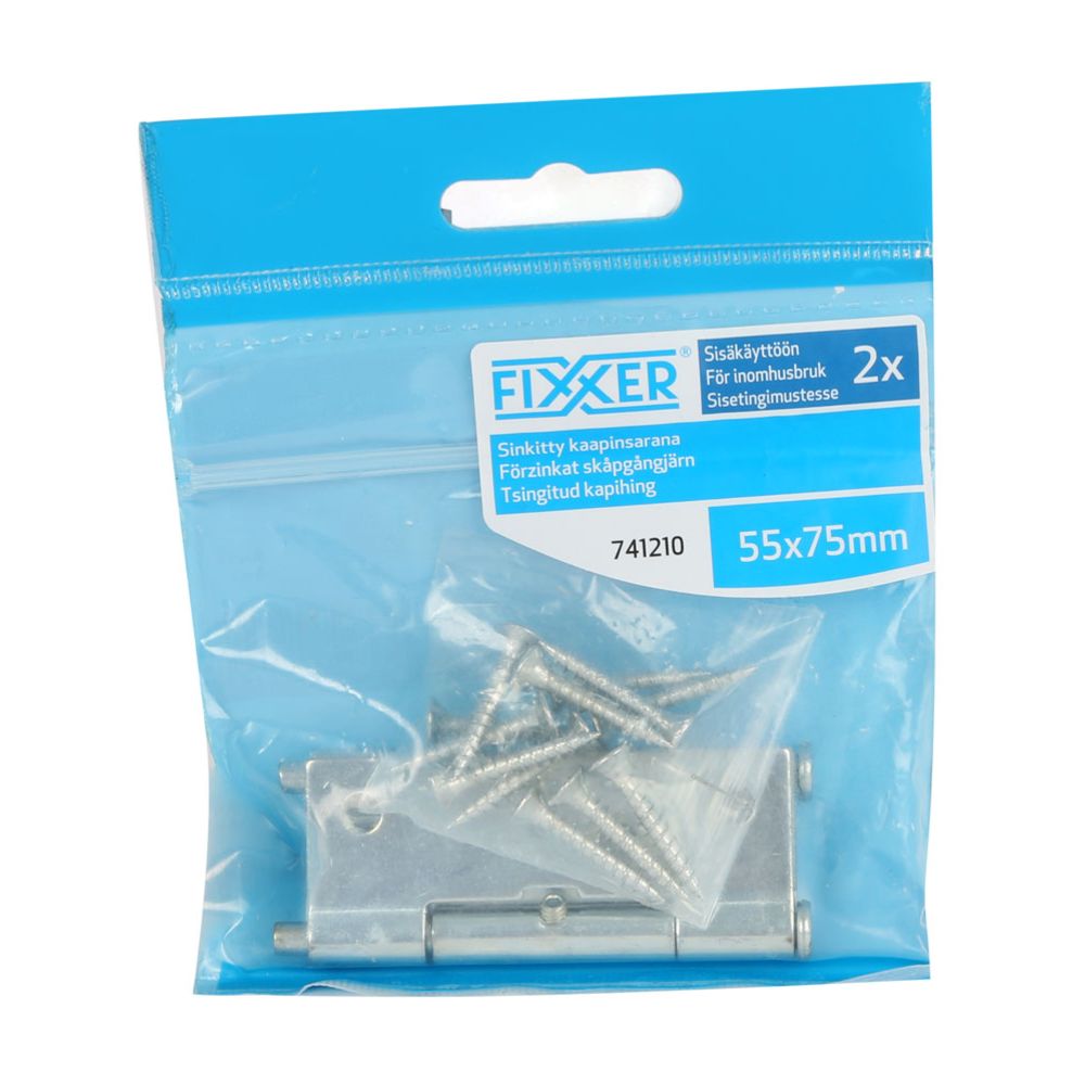 Fixxer® kapi hinged 75 x 55 mm tsingitud 2 tk