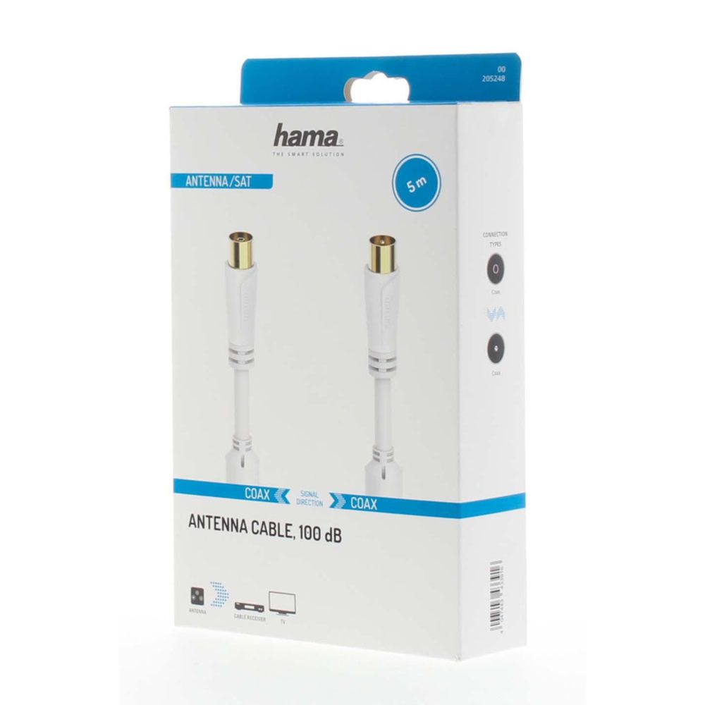 Hama antennikaabel Coax isane - Coax emane 5,0 m 100 dB valge