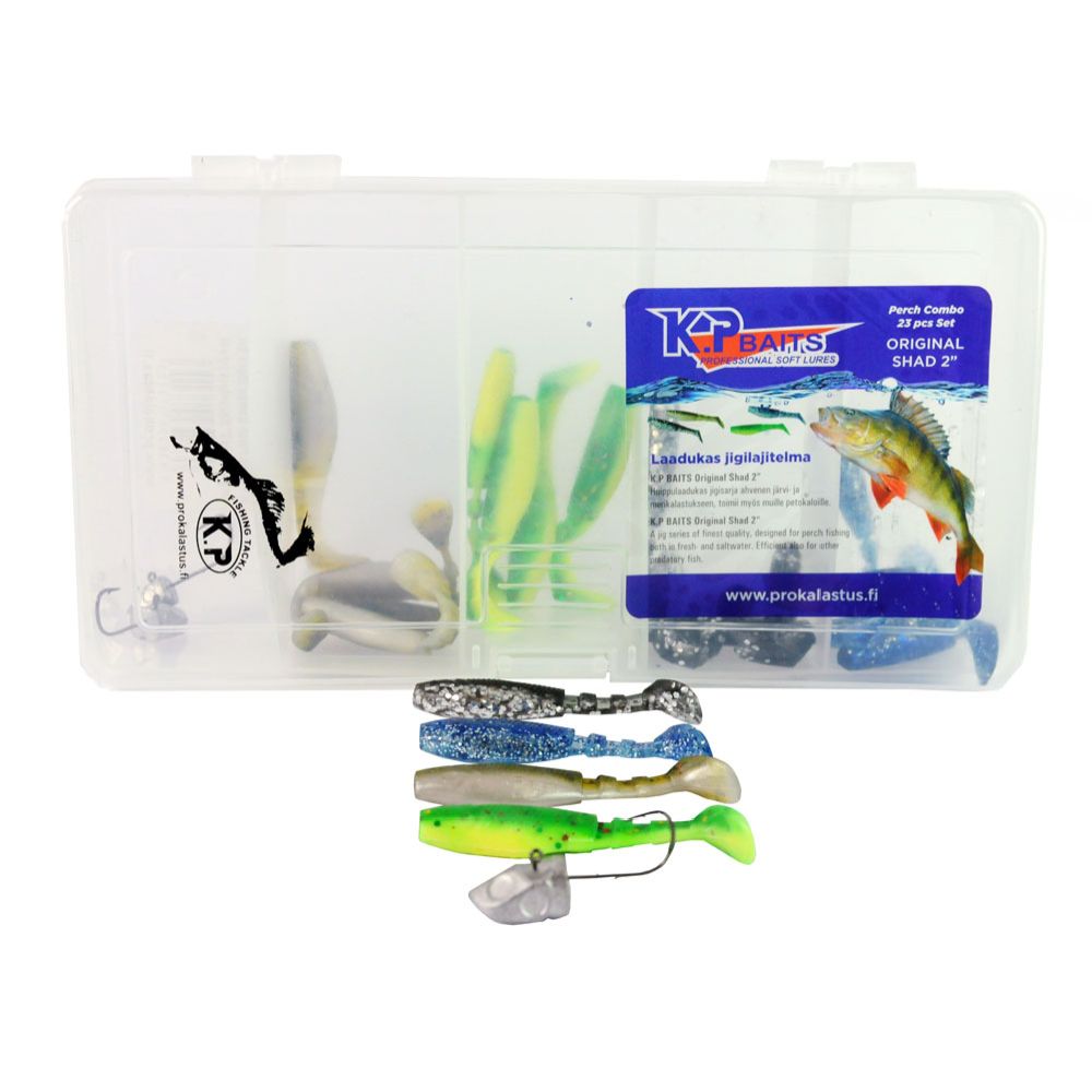 K.P Baits Original Shad 2" jiggset 20 st. + 3 jiggskallar