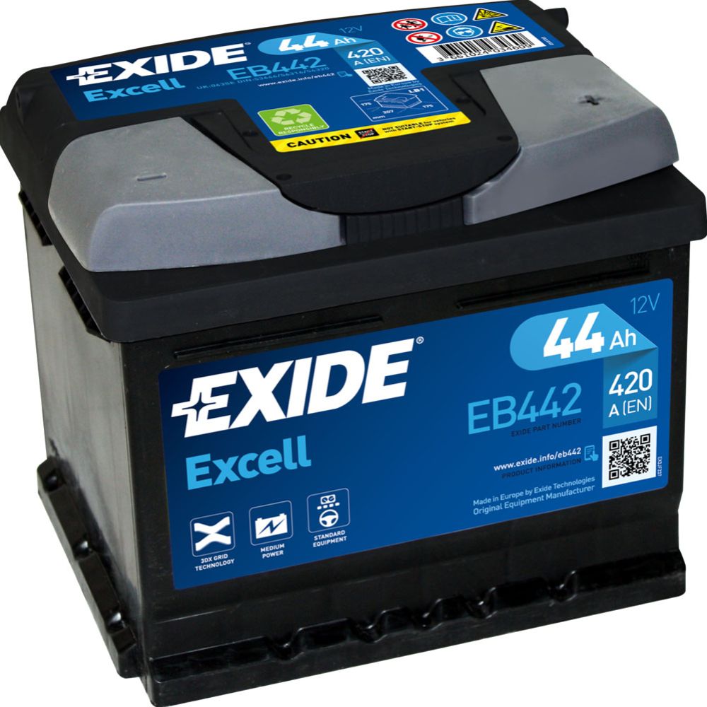 Exide EB442 44 Ah / 420 A akku P207 x L175 x K175 -+