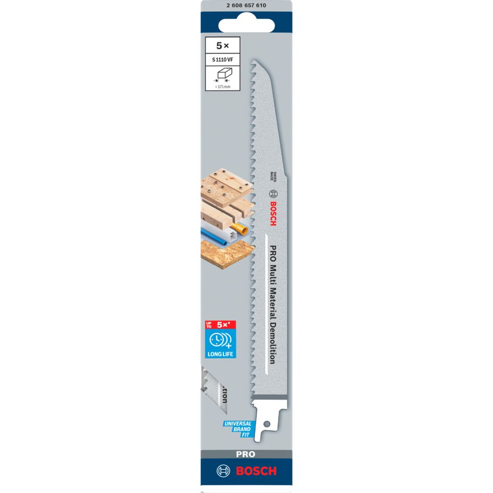 Bosch saeleht S 1110 VF Multi Material Demolition 1.6 x 22 x 225 mm, 5 tk